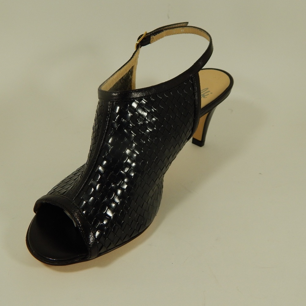 Amalfi Open Toe Leather Slingback Mule Heels 7M